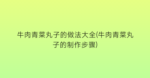 “牛肉青菜丸子的做法大全(牛肉青菜丸子的制作步骤)