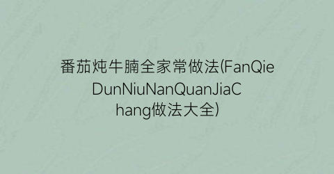 番茄炖牛腩全家常做法(FanQieDunNiuNanQuanJiaChang做法大全)