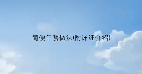 简便午餐做法(附详细介绍)