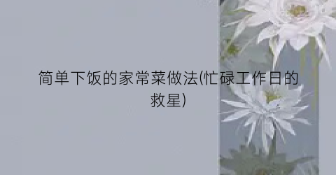 简单下饭的家常菜做法(忙碌工作日的救星)
