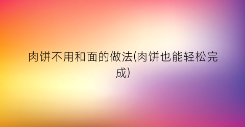 肉饼不用和面的做法(肉饼也能轻松完成)
