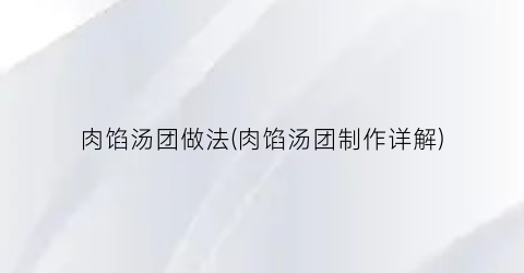 肉馅汤团做法(肉馅汤团制作详解)