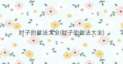 肘子的做法大全(肘子的做法大全)