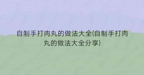 “自制手打肉丸的做法大全(自制手打肉丸的做法大全分享)