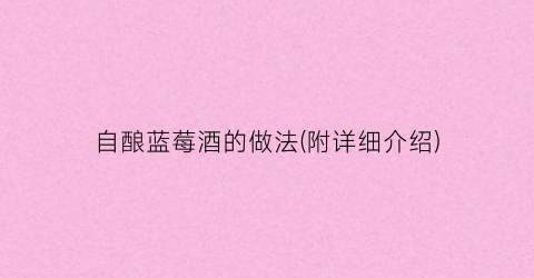 自酿蓝莓酒的做法(附详细介绍)