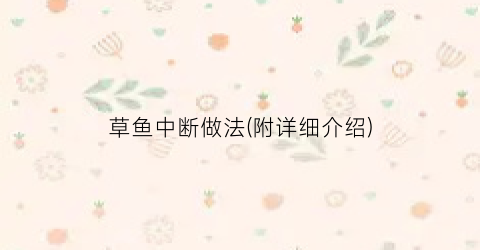 草鱼中断做法(附详细介绍)