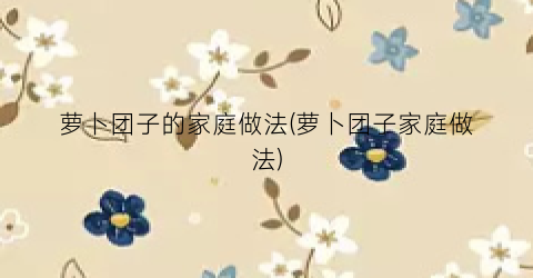萝卜团子的家庭做法(萝卜团子家庭做法)