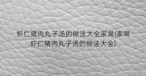 虾仁猪肉丸子汤的做法大全家常(家常虾仁猪肉丸子汤的做法大全)