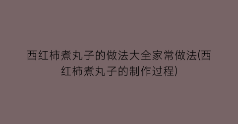 “西红柿煮丸子的做法大全家常做法(西红柿煮丸子的制作过程)