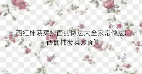 西红柿菠菜炒面的做法大全家常做法(西红柿菠菜炒面)