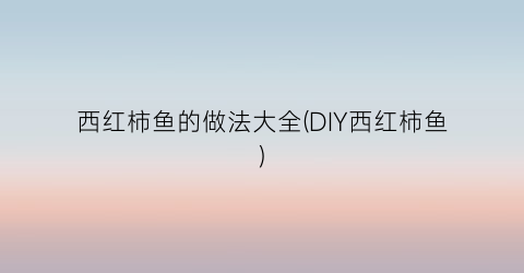 西红柿鱼的做法大全(DIY西红柿鱼)