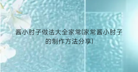 “酱小肘子做法大全家常(家常酱小肘子的制作方法分享)