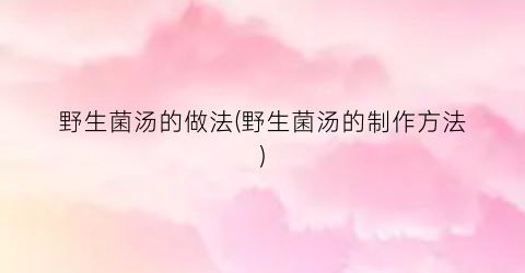 野生菌汤的做法(野生菌汤的制作方法)