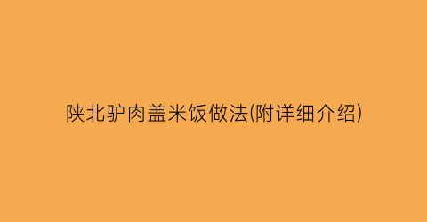 “陕北驴肉盖米饭做法(附详细介绍)