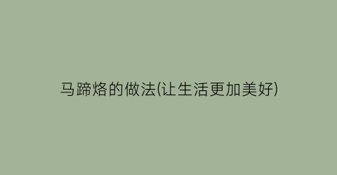 马蹄烙的做法(让生活更加美好)