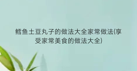 “鳕鱼土豆丸子的做法大全家常做法(享受家常美食的做法大全)