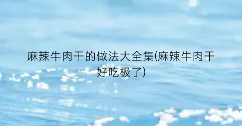 麻辣牛肉干的做法大全集(麻辣牛肉干好吃极了)