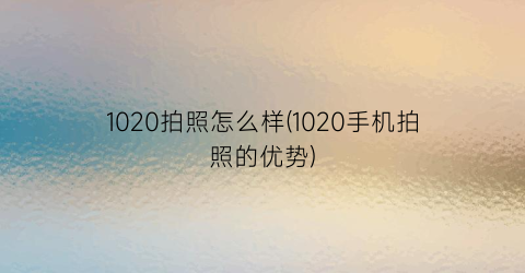 1020拍照怎么样(1020手机拍照的优势)