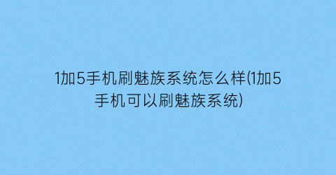 “1加5手机刷魅族系统怎么样(1加5手机可以刷魅族系统)