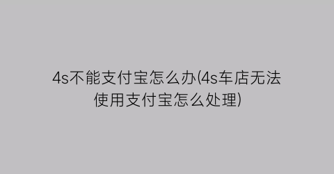 “4s不能支付宝怎么办(4s车店无法使用支付宝怎么处理)