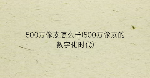 “500万像素怎么样(500万像素的数字化时代)