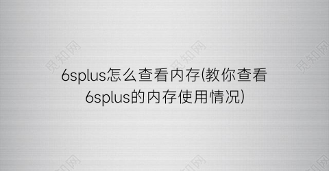 6splus怎么查看内存(教你查看6splus的内存使用情况)