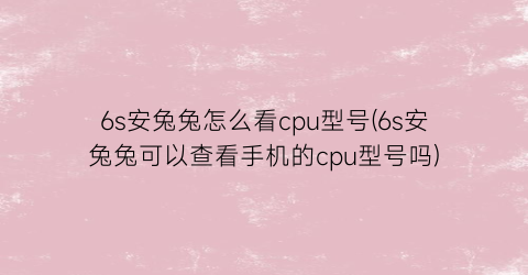 6s安兔兔怎么看cpu型号(6s安兔兔可以查看手机的cpu型号吗)