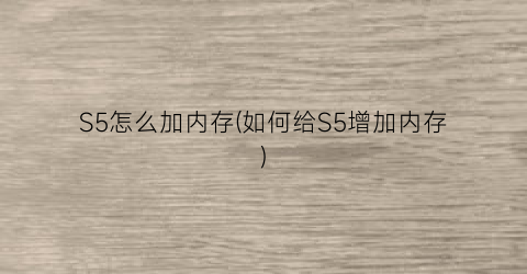 S5怎么加内存(如何给S5增加内存)