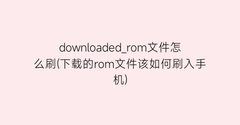 “downloaded_rom文件怎么刷(下载的rom文件该如何刷入手机)