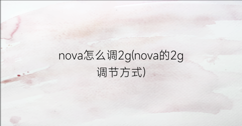 nova怎么调2g(nova的2g调节方式)