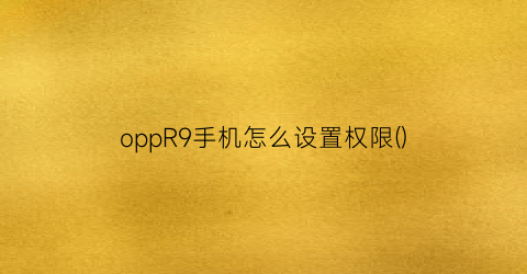 “oppR9手机怎么设置权限()