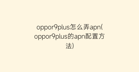 oppor9plus怎么弄apn(oppor9plus的apn配置方法)