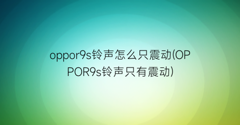 “oppor9s铃声怎么只震动(OPPOR9s铃声只有震动)