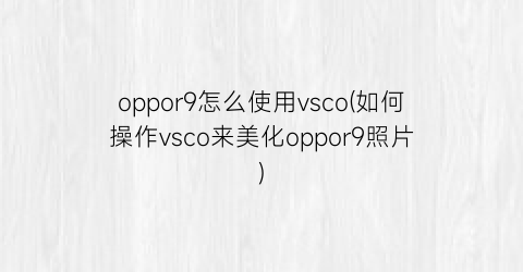 oppor9怎么使用vsco(如何操作vsco来美化oppor9照片)