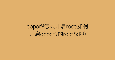 oppor9怎么开启root(如何开启oppor9的root权限)