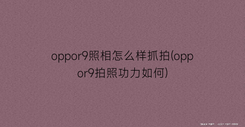 oppor9照相怎么样抓拍(oppor9拍照功力如何)