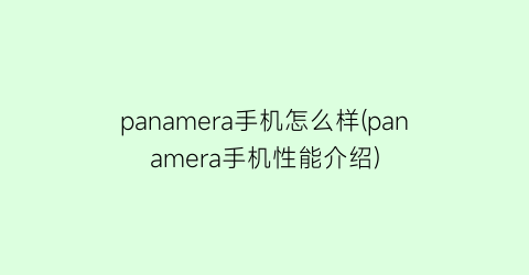 panamera手机怎么样(panamera手机性能介绍)