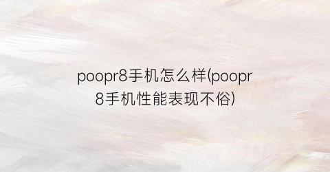 poopr8手机怎么样(poopr8手机性能表现不俗)