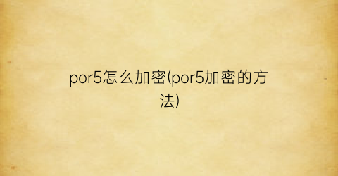 “por5怎么加密(por5加密的方法)