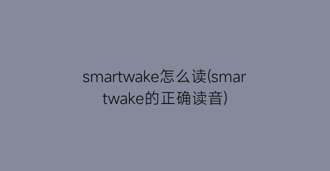 smartwake怎么读(smartwake的正确读音)