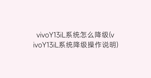 “vivoY13iL系统怎么降级(vivoY13iL系统降级操作说明)