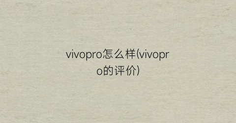 vivopro怎么样(vivopro的评价)