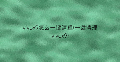 vivox9怎么一键清理(一键清理vivox9)