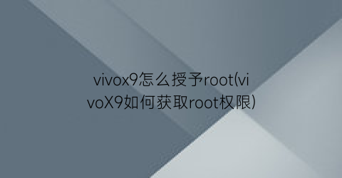 vivox9怎么授予root(vivoX9如何获取root权限)