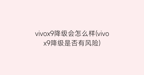 vivox9降级会怎么样(vivox9降级是否有风险)