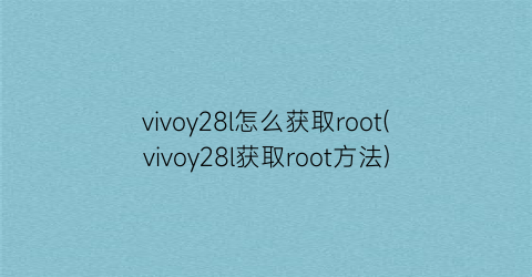vivoy28l怎么获取root(vivoy28l获取root方法)