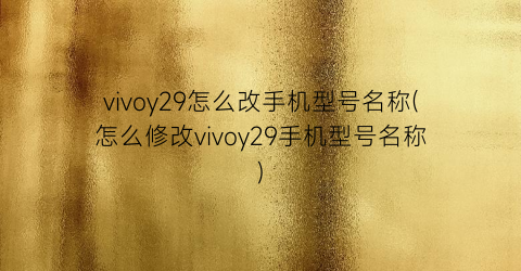 vivoy29怎么改手机型号名称(怎么修改vivoy29手机型号名称)