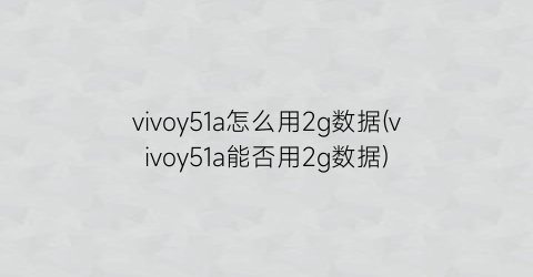vivoy51a怎么用2g数据(vivoy51a能否用2g数据)