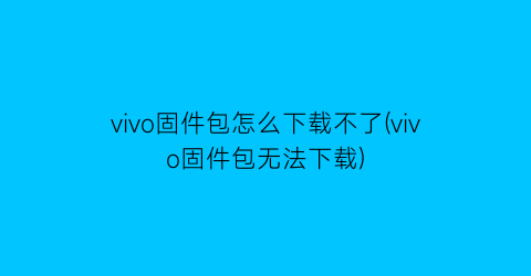 vivo固件包怎么下载不了(vivo固件包无法下载)