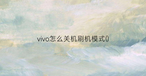 “vivo怎么关机刷机模式()